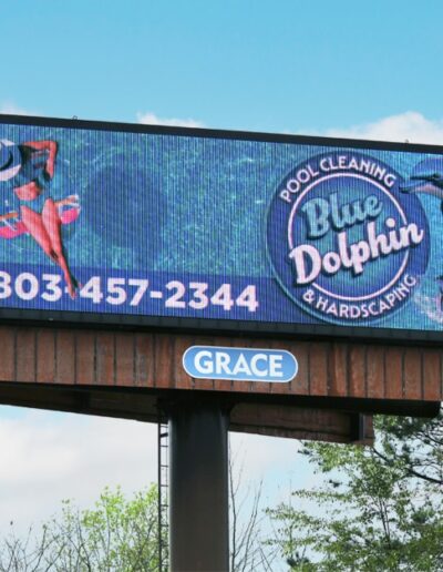 Blue Dolphin Pool Cleaning billboard, Grace Outdoor
